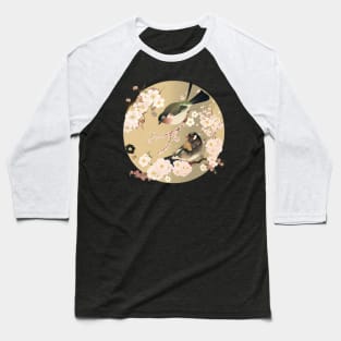 Retro Japanese Birds  Japanese Floral Art  Old Japan Birds Baseball T-Shirt